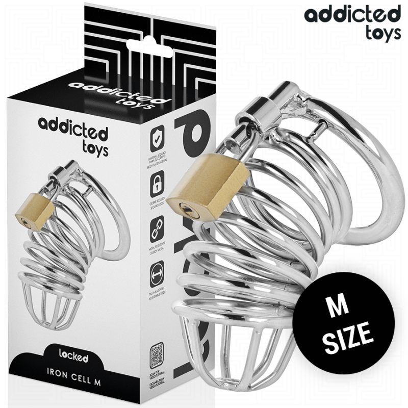 Addicted Toys Locked - Gabbia Pene Metallo Con Cellule Di Ferro Taglia M - ADDICTED TOYS LOCKED - Costrittivi | erosidea.com