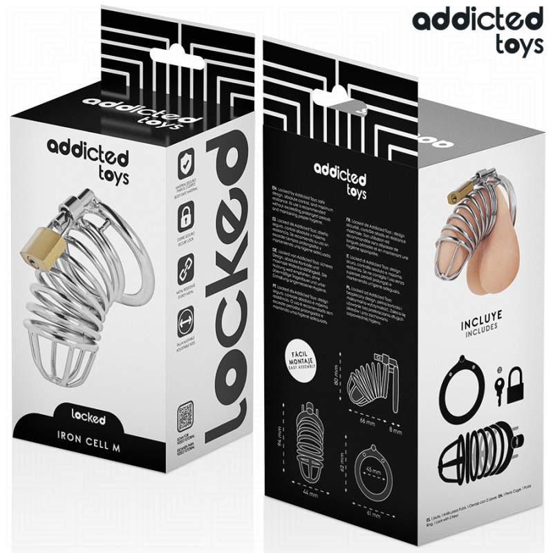 Addicted Toys Locked - Gabbia Pene Metallo Con Cellule Di Ferro Taglia M - ADDICTED TOYS LOCKED - Costrittivi | erosidea.com