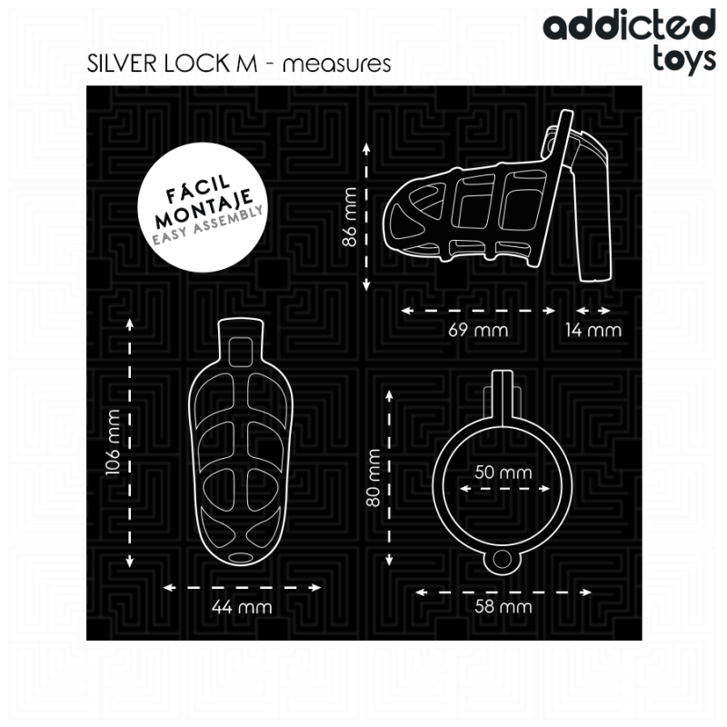 Addicted Toys Locked - Gabbia Pene Con Serratura In Argento Taglia M - ADDICTED TOYS LOCKED - Costrittivi | erosidea.com