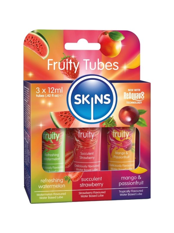 Skins - Kit Lubrificanti Alla Frutta Lubrificanti All'anguria Alla Fragola E Al Mango 3 X 12 Ml - SKINS - Monodose e Pocket | erosidea.com