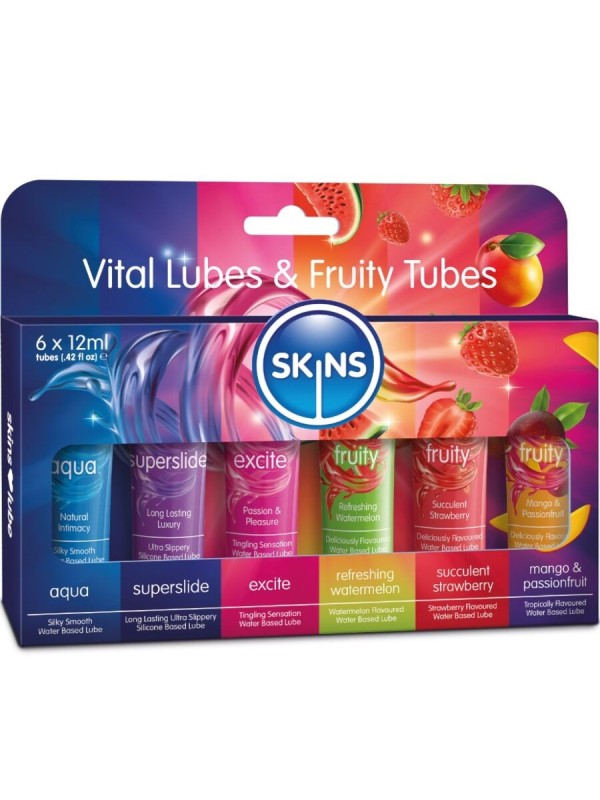 Skins - Kit Lubrificanti Vitali E Fruttati 6 X 12 Ml - SKINS - Monodose e Pocket | erosidea.com