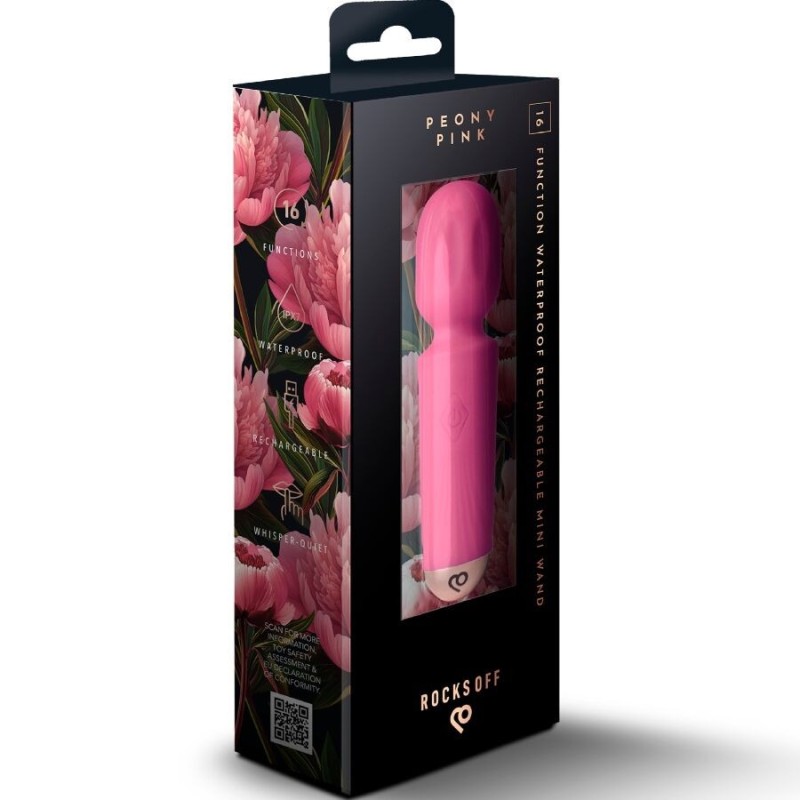 Rocks-Off - Mini Bacchetta Ricaricabile 16 Funzioni Rosa Peonia - ROCKS-OFF - Magic Wand | erosidea.com