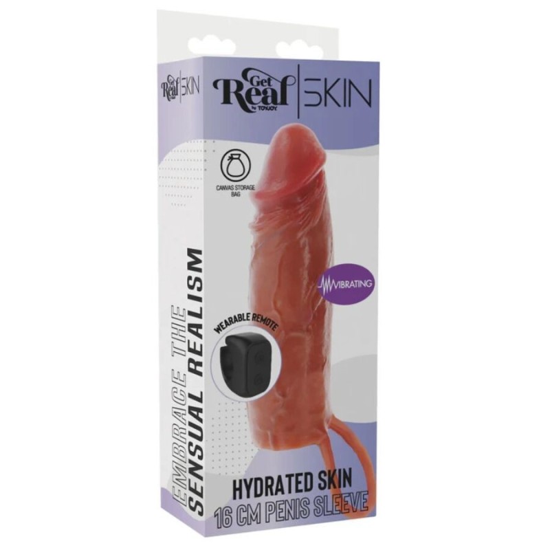 Get Real - Guaina Vibrante Per Pene In Silicone Per Pelle Idratata Caramello 16 Cm - GET REAL - Guaine e Prolunghe | erosidea.com