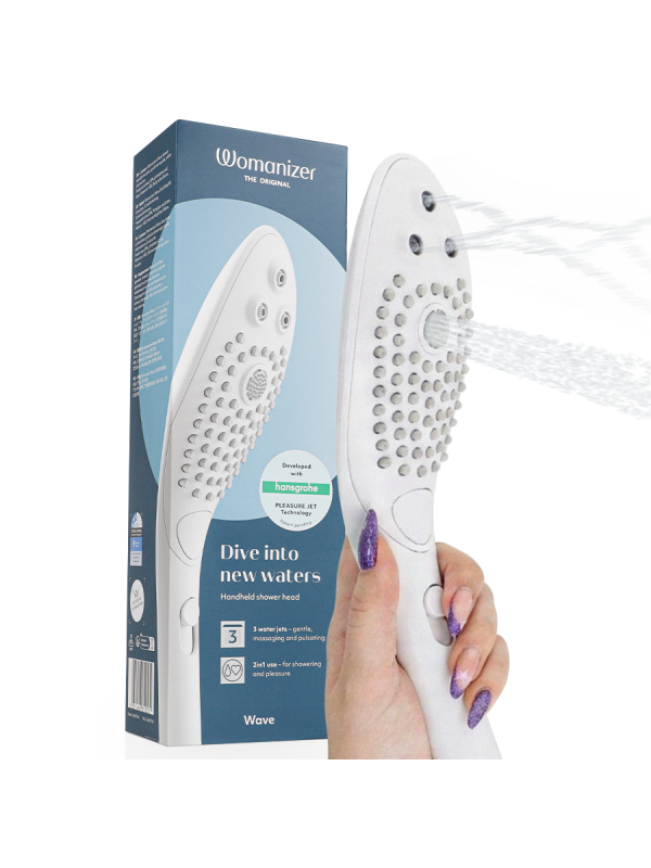 Stimolatore Doppio Womanizer Soffione Doccia Wave Bianco - WOMANIZER - Succhia Clitoride | erosidea.com