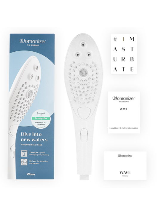 Stimolatore Doppio Womanizer Soffione Doccia Wave Bianco - WOMANIZER - Succhia Clitoride | erosidea.com