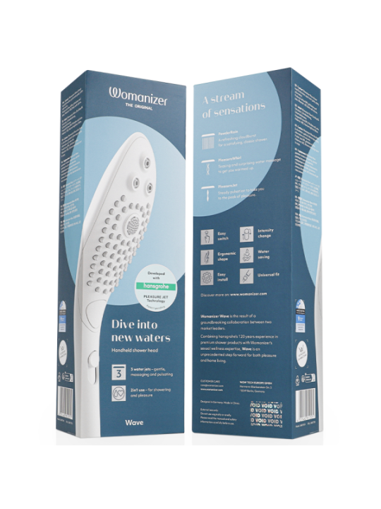 Stimolatore Doppio Womanizer Soffione Doccia Wave Bianco - WOMANIZER - Succhia Clitoride | erosidea.com
