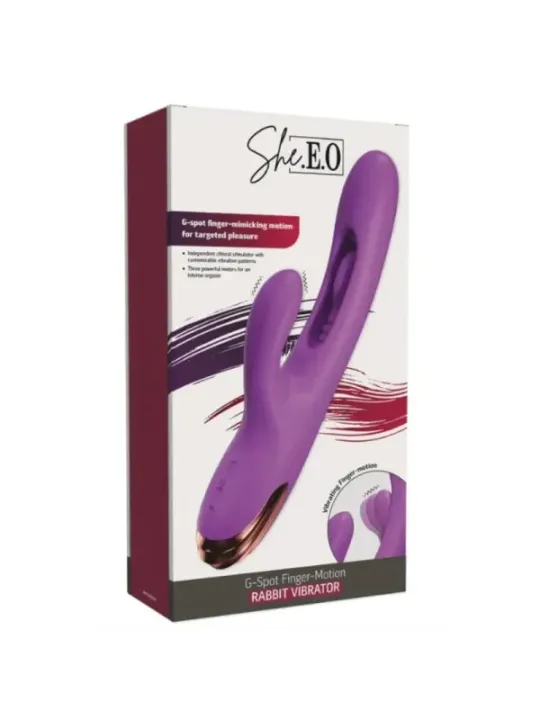 She.e.o - Vibratore Rabbit Stimolazione Punto G Con Movimento Delle Dita Viola - She.E.O - Vibratori Rabbit | erosidea.com