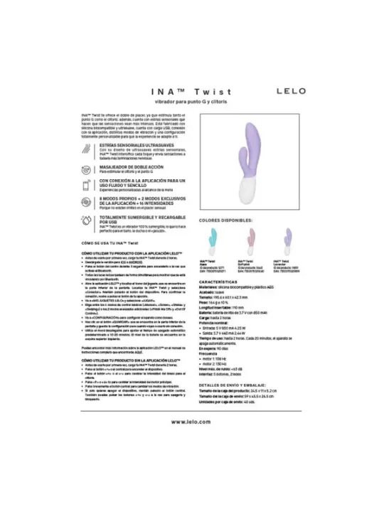 Lelo - Ina Twist Doppio Vibratore Per Il Punto G E Il Clitoride Blu - Lelo - Vibratori Doppi | erosidea.com
