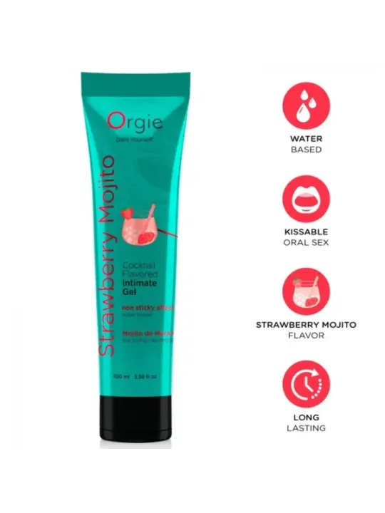 Orgie - Tubo Lubrificante Cocktail Fragola Mojito Gel Intimo Baciabile A Base De Acqua 100 Ml - ORGIE - Aromatizzati e Commestibili | erosidea.com