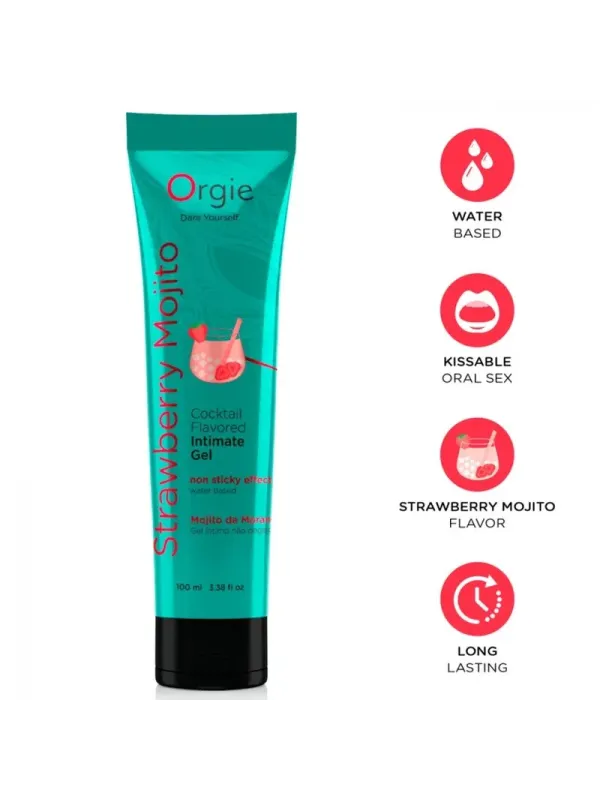 Orgie - Tubo Lubrificante Cocktail Fragola Mojito Gel Intimo Baciabile A Base De Acqua 100 Ml - ORGIE - Aromatizzati e Commestibili | erosidea.com