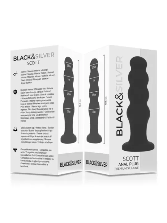 Black&Silver - Plug Anale In Silicone Scott Premium Nero - BLACK&SILVER - Plug e Catene Anali | erosidea.com