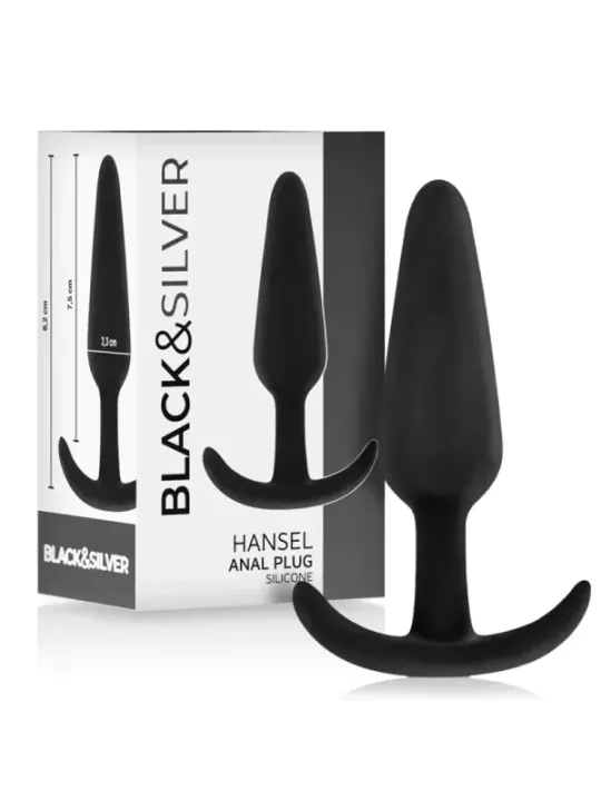 Black&Silver - Plug Anale In Silicone Hansel Con Maniglia Piccolo - BLACK&SILVER - Plug e Catene Anali | erosidea.com