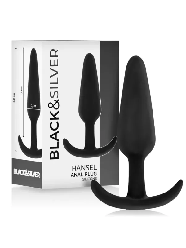 Black&Silver - Plug Anale In Silicone Hansel Con Maniglia Piccolo - BLACK&SILVER - Plug e Catene Anali | erosidea.com