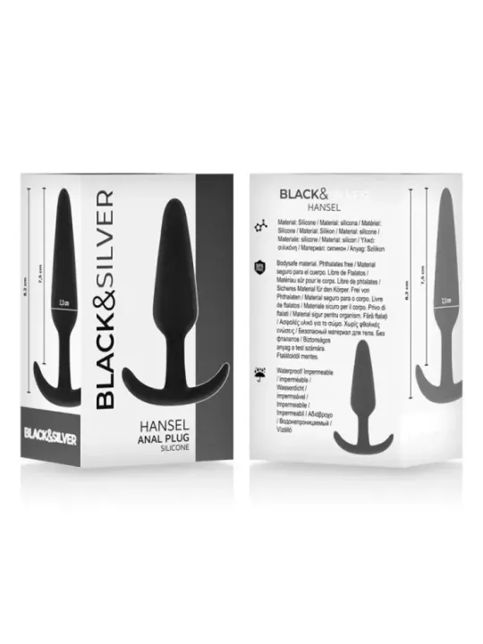 Black&Silver - Plug Anale In Silicone Hansel Con Maniglia Piccolo - BLACK&SILVER - Plug e Catene Anali | erosidea.com