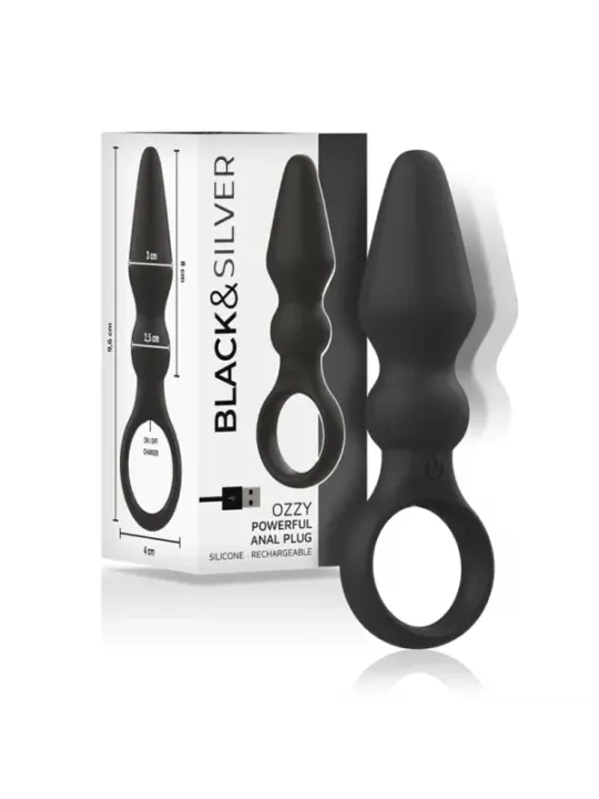 Black&Silver - Potente Plug Anale In Silicone Ozzy - BLACK&SILVER - Plug e Catene Anali | erosidea.com