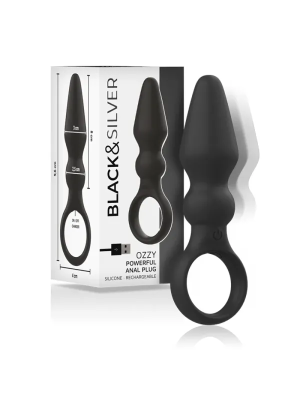Black&Silver - Potente Plug Anale In Silicone Ozzy - BLACK&SILVER - Plug e Catene Anali | erosidea.com