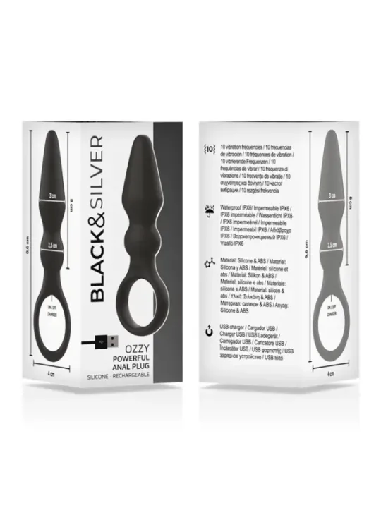 Black&Silver - Potente Plug Anale In Silicone Ozzy - BLACK&SILVER - Plug e Catene Anali | erosidea.com