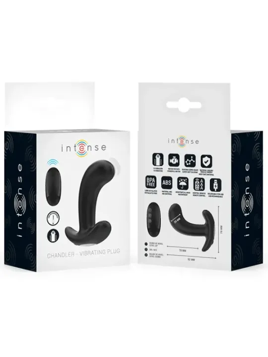 Intense - Chandler Anal Plug 10 Vibrazioni Nero Telecomando - INTENSE ANAL TOYS - Plug e Catene Anali | erosidea.com