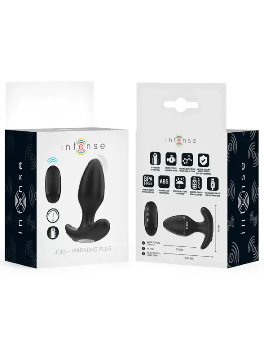 Intense - Joey Anal Plug 10 Vibrazioni Nero Telecomando - INTENSE ANAL TOYS - Plug e Catene Anali | erosidea.com