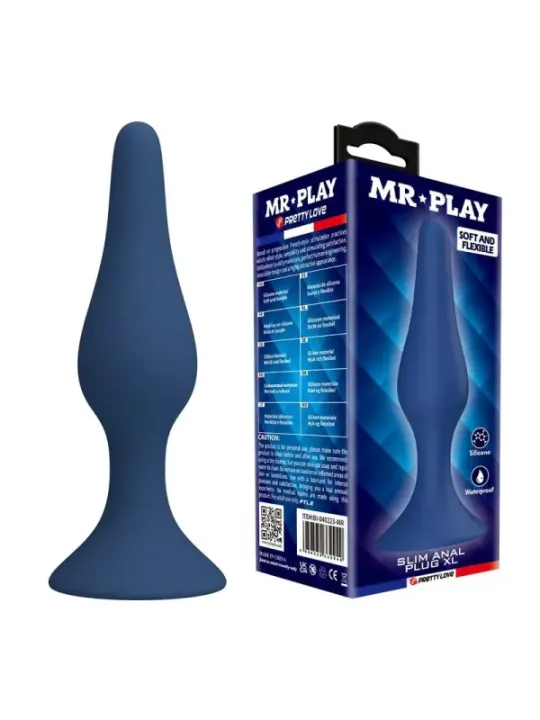 Mr Play - Plug Anale Conico In Silicone Blu Xl - MR PLAY - Plug e Catene Anali | erosidea.com