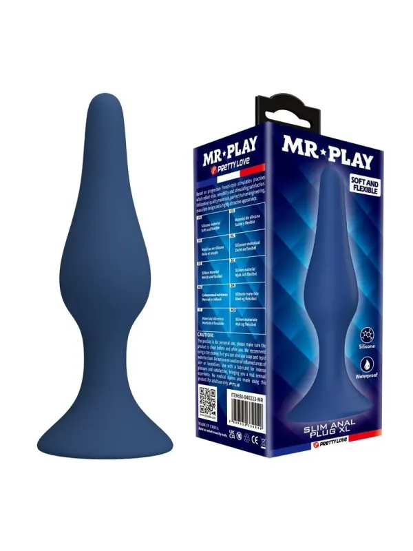 Mr Play - Plug Anale Conico In Silicone Blu Xl - MR PLAY - Plug e Catene Anali | erosidea.com