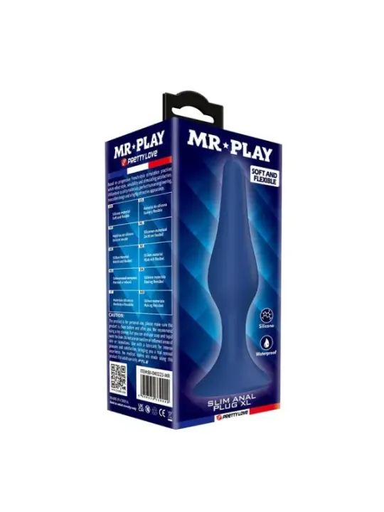 Mr Play - Plug Anale Conico In Silicone Blu Xl - MR PLAY - Plug e Catene Anali | erosidea.com